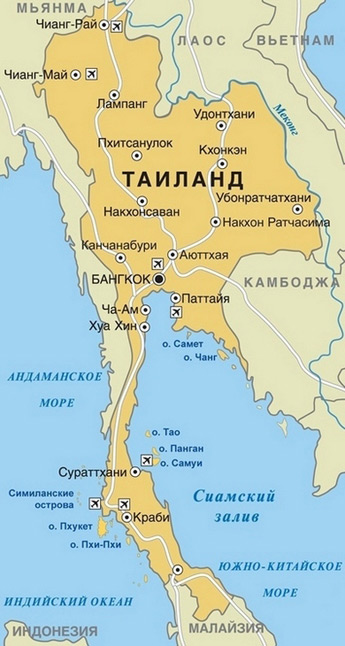 карта Таиланда курорты